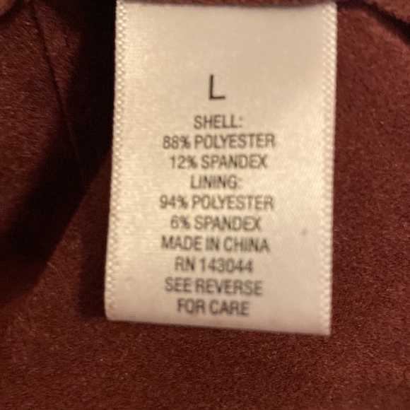 Dressbarn Womans Burgundy Short Jacket Faux Suede Super Soft Zip Pockets Large - Picture 8 of 9